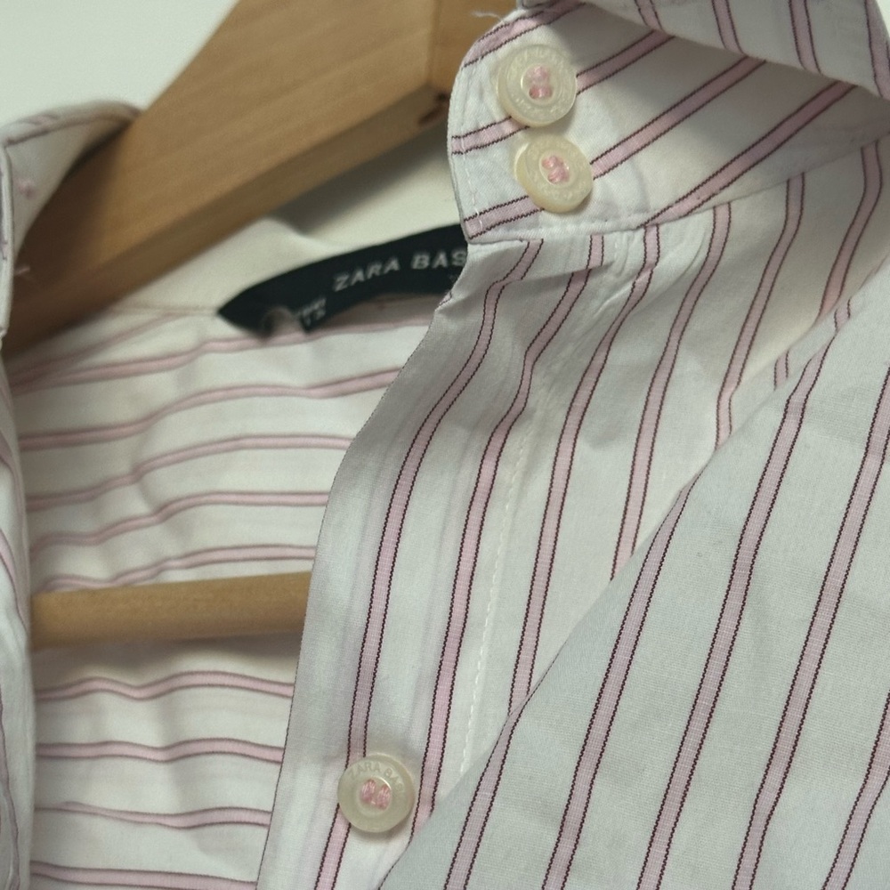Zara Office Siren Pink Stripe Button Down